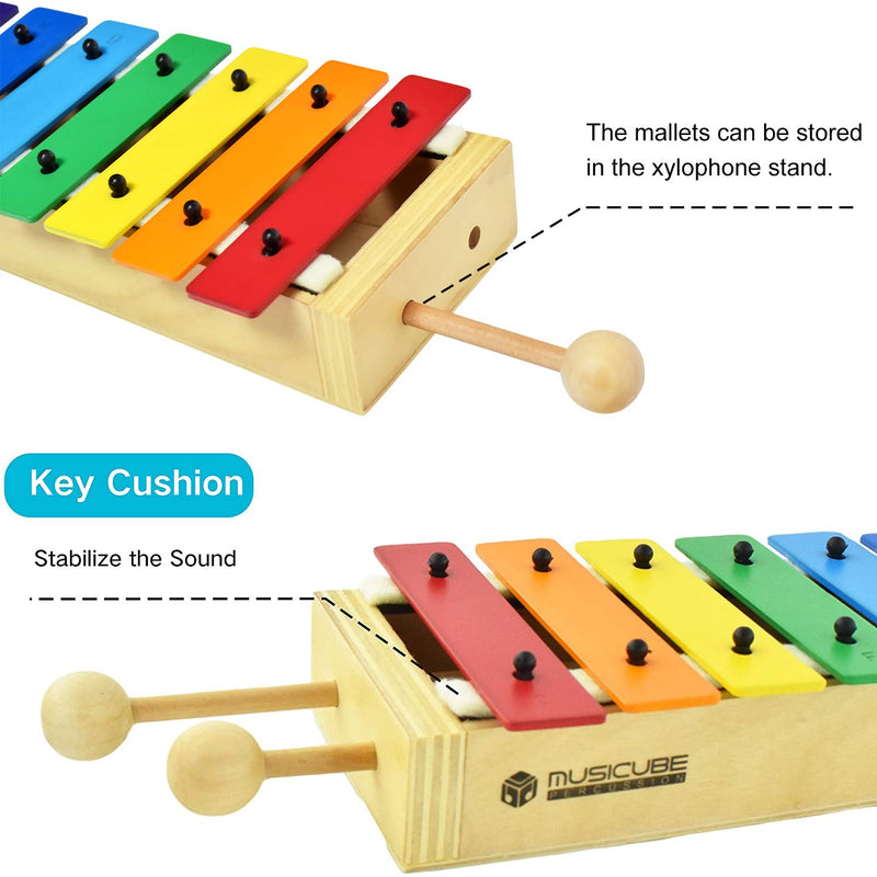 MUSICUBE Xylophone for Kids Wood Xylophone with Mallets Orff Music Instrument for Educational& Preschool Learning Baby Percussion Kit with Professional Tuning for Toddlers Gift Choice for Children age A