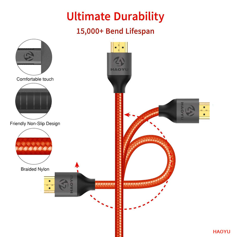 4K HDMI Cable, AOOGO High Speed 18Gbps HDMI 2.0 Cable (4K 60Hz HDR, 2160p 1080p 3D Dolby Vision HDCP2.2) Compatible with fire TV, Apple TV, HDTV, PS4, PS3, Xbox one, Xbox 360, PC (3m / 10ft) 3m / 10ft