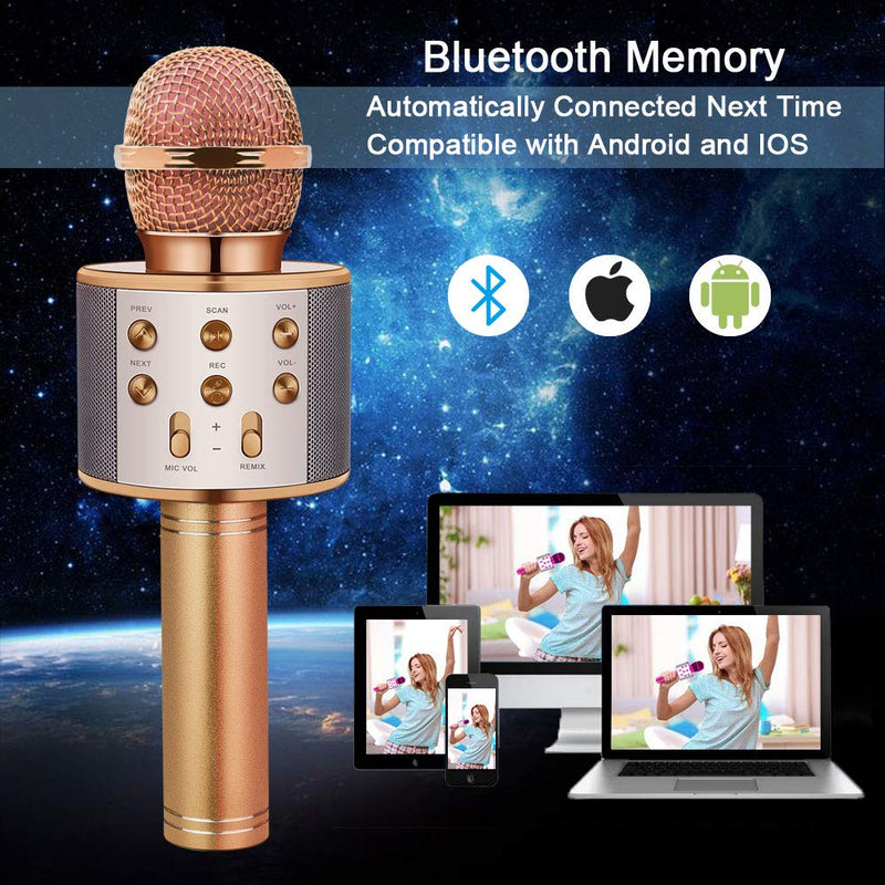 [AUSTRALIA] - Dolanus Wireless Portable Handheld Bluetooth Karaoke Microphone - Best Gift Rose Gold 