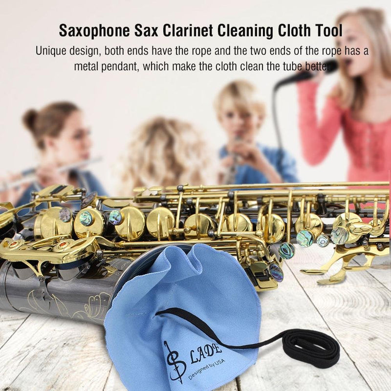 Saxophone Cleaning Cloth, Durable Fiber Sax Clarinet Flute Pull Through Cleaning Cloth Tool for Tube Inside Clean (Blue) Blue