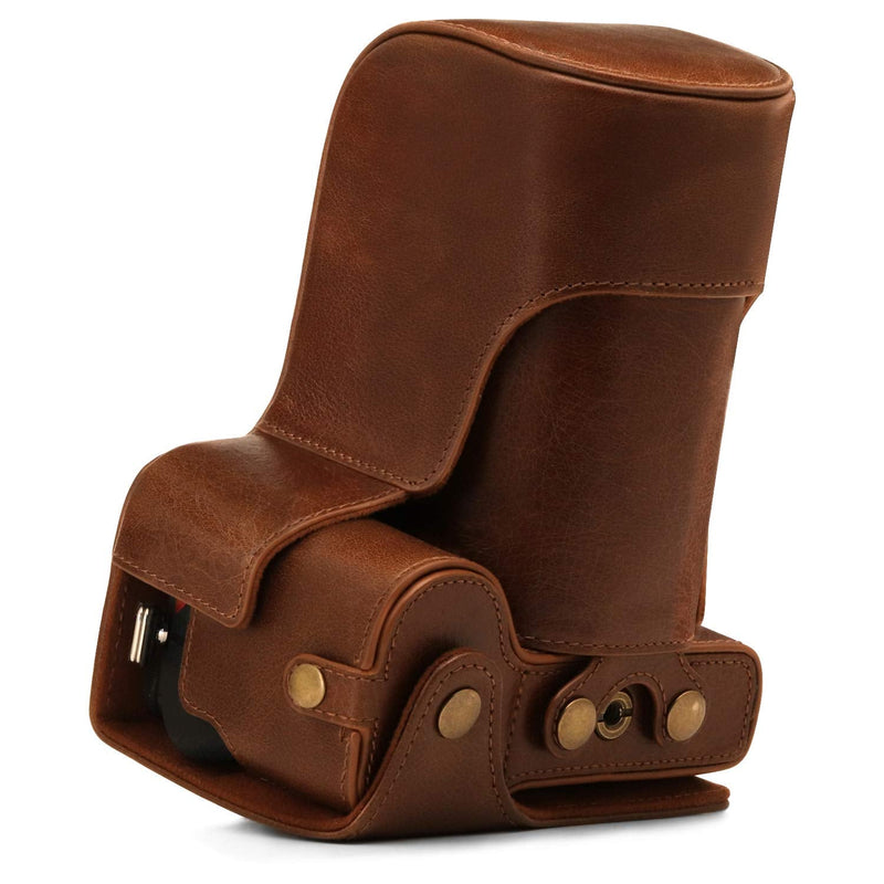 MegaGear Ever Ready Genuine Leather Camera Case Compatible with Nikon Z50 (50-250mm) Brown