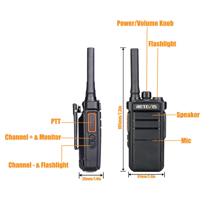 Retevis RB26 GMRS Handheld Radio, 30CH Flashlight 2 Way Radio Long Range, 2000mAh Type-C Rechargeable Walkie Talkies Adults,GMRS Base Station Capable(1 Pack)