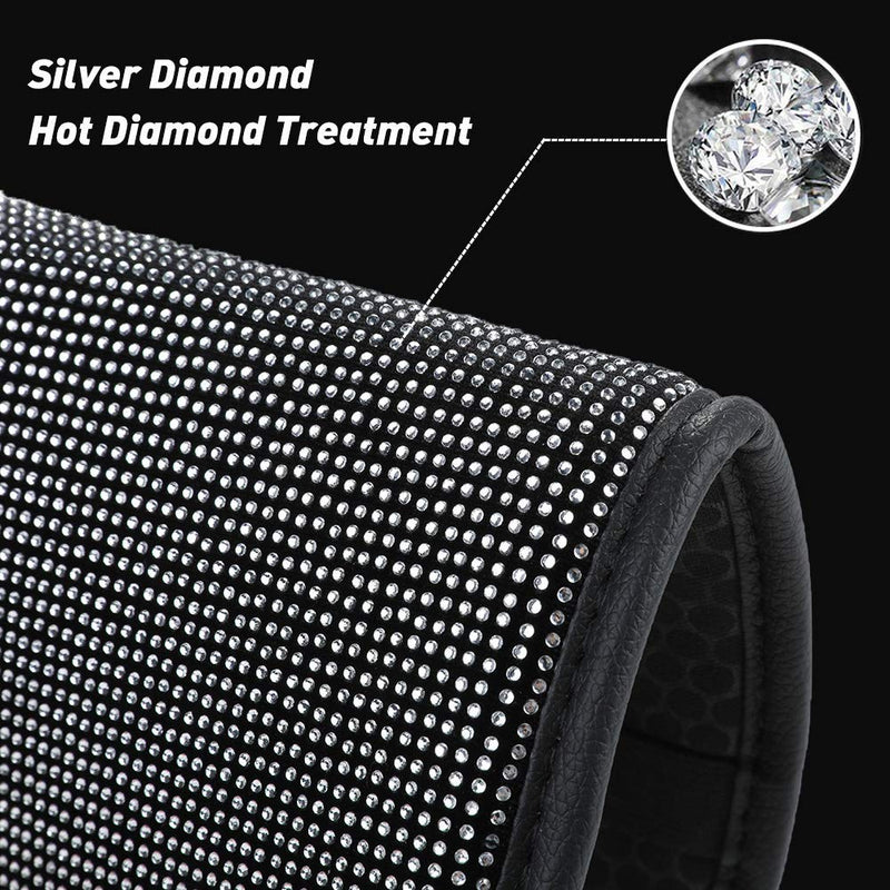 SUHU Bling Car Armrest Cover Cute Charming Auto Center Console Protective Cover Luster Crystal Rhinestone Car Arm Rest Cushion Pad Bling Car Interior Accessory for Women Girl (Silver)12.2 x 8.7 Inch Silver