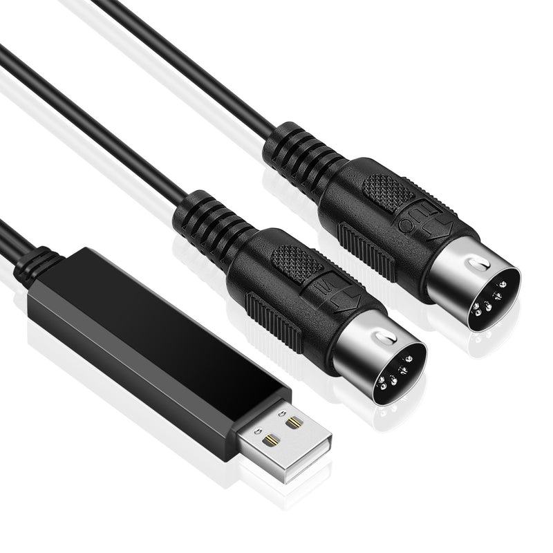 [AUSTRALIA] - TNP Midi to USB Cable Interface Converter - IN OUT Midi Cable Host Adapter Plug Controller Wire Cord For Keyboard Synthesizer Piano Instrument to Mac Computer PC Windows Laptop Music Studio (6 FT) 