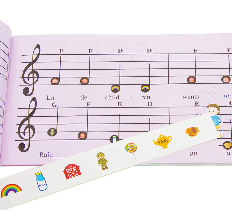 Musical Notes Stickers - Picture-Coded Octave Keys Markers for Kids 2 Sets by 8
