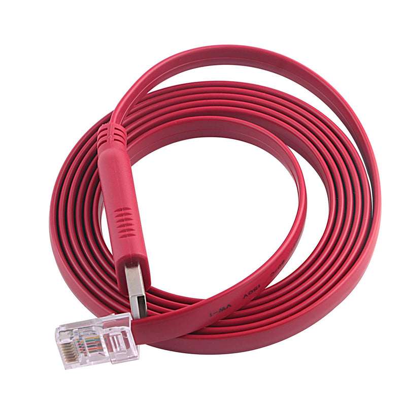 6FT USB to RS232 Serial RJ45 Console Adapter Cable for Cisco Huawei TP-Link Routers/Switches to Connect Laptop PC Support Win10 Mac Red FTDI