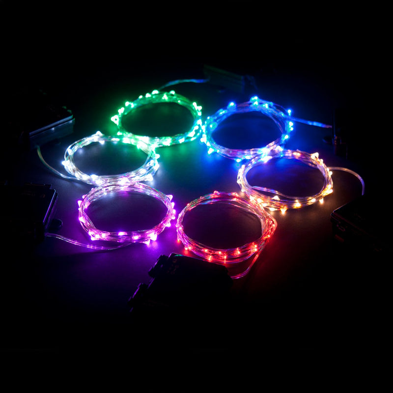 RTGS 60 LEDs String Lights Battery Operated on 20 Feet Long Silver Color Wire, Indoor and Outdoor with Waterproof Battery Box and Timer (Blue) Blue