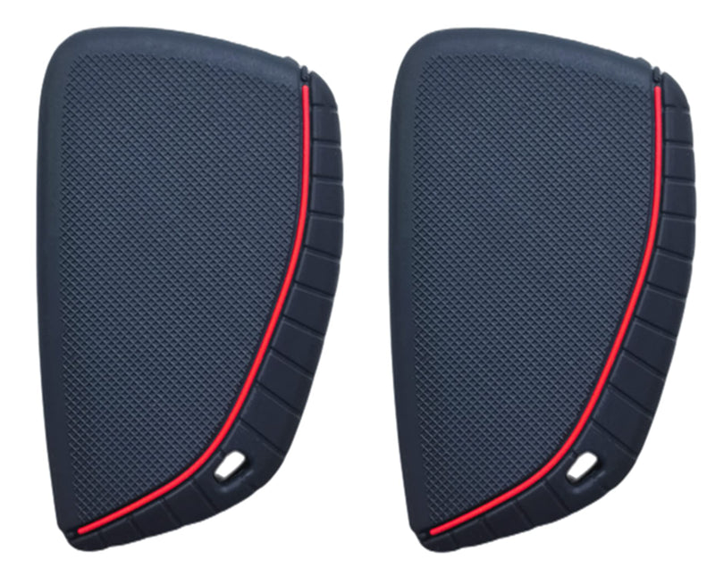 RUNZUIE 2Pcs Silicone Smart Remote Key Fob Cover for 2024 2023 2022 GMC Sierra 1500 Chevy Chevrolet Silverado 1500 2500HD 3500HD (Black/Black with Red) Black/Black with Red