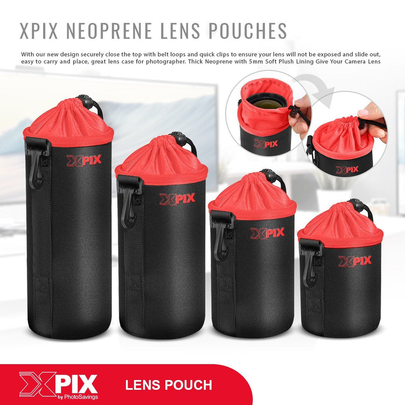[AUSTRALIA] - Xpix XL Neoprene Pouch Bag for DSLR Camera Lens (Canon, Nikon, Pentax, Sony, Olympus, Fujifilm, Panasonic, and More) Extra Large Standard Packaging 