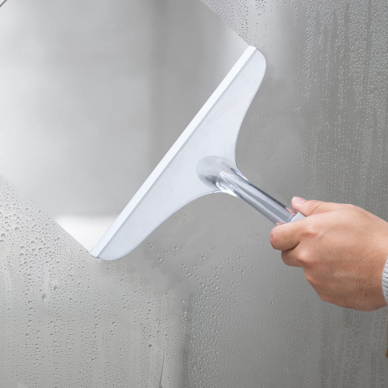 Shower Squeegee for Shower Glass Door, Rubber Squeegee for Bathroom Tile and Mirror, Plastic Window Cleaner Tool, 2 Pack