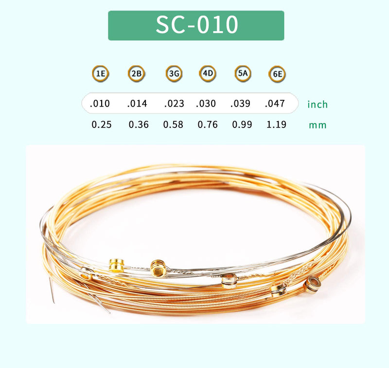 3 Pack |SOUGIC Phosphor Bronze Acoustic Guitar Strings (.010-.047) Anti-rust steel String set, Rich Expressive Sound Excellent Clarity, Bright and Well-Balanced Acoustic Light Light (.010-.047)(3-pack)