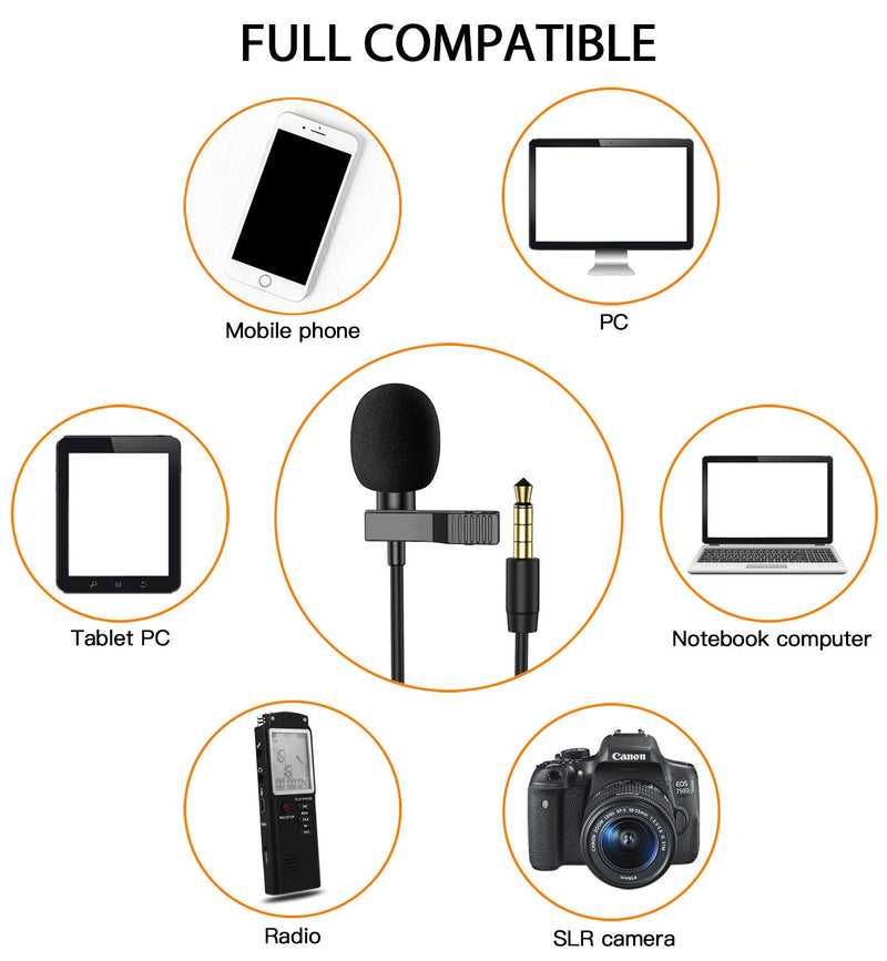 [AUSTRALIA] - Lavalier Lapel Microphone, Omnidirectional Mic Compatible with Desktop PC Computer, Mac, Smartphone, iPhone, GoPro, DSLR, Camcorder for Podcast, YouTube, Vlogging, and DJs Lavalier Lapel Microphone111 BDFNL-1 