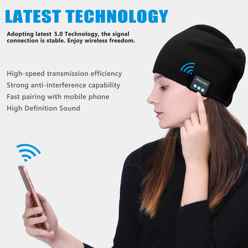 Wireless Beanie Hat Music Hat with Gloves for Men Women Gift