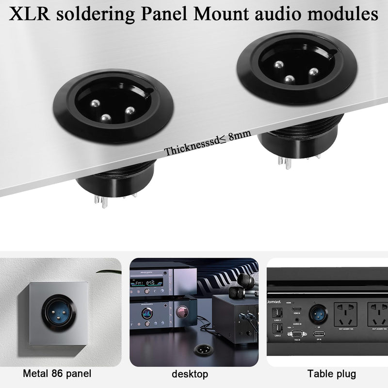 QIANRENON XLR Male Threaded Fixing Solder Adapter 3Pin XLR Male to Solder Terminal Round Connector XLR Panel Mount Socket, for Stage Lighting Sound Speaker Microphone Balanced/Unbalanced