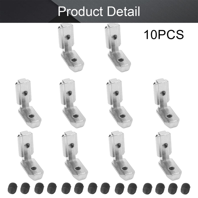 MroMax Internal Joint Bracket 1.46" x 1.22" (L x H), Internal Angle Connector 30 Series for Aluminum Extrusion Profiles, Silver 10 PCS (with Set Screw)