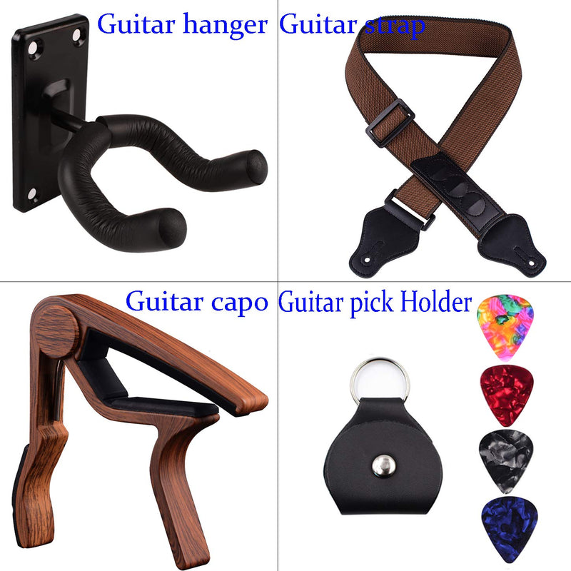 Guitar Capo Strap Hanger Rosewood Color Capo Pure Cotton Guitar Strap Black Guitar Hanger Compositive Guitar Accessories Kit