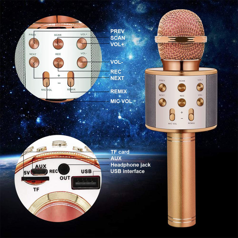 [AUSTRALIA] - Dolanus Wireless Portable Handheld Bluetooth Karaoke Microphone - Best Gift Rose Gold 