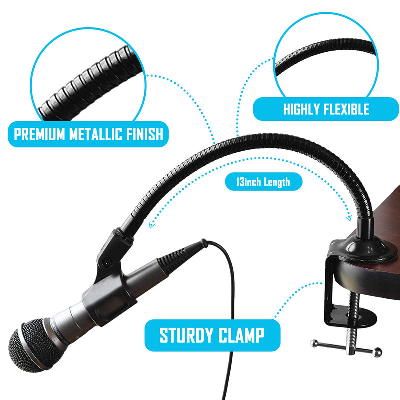 [AUSTRALIA] - SpinTech Flexible Gooseneck Microphone Stand with Desk Clamp for Radio Broadcasting Studio, Live Broadcast Equipment, TV Stations (13, Clamp) 13 
