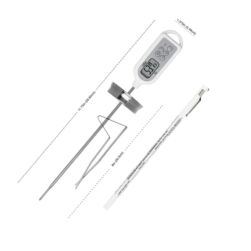 CDN DTW450L Waterproof Thermometer - Long Stem White, 8-Inch Long Stem