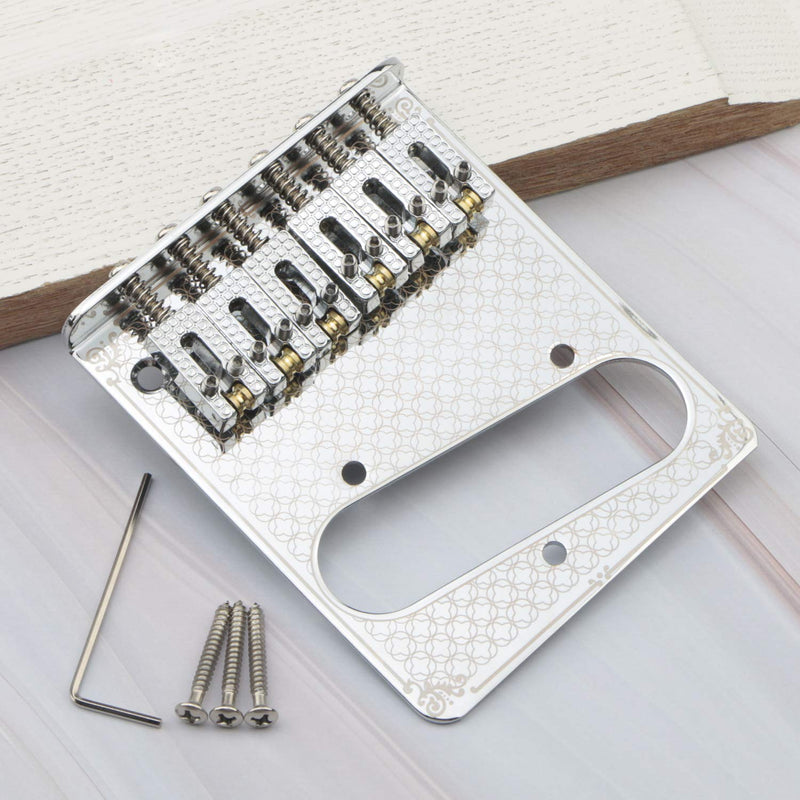 Unxuey 6 Strings TL Electric Guitar Carved Roller Saddle Bridge Plate with Single Coil Pickup String Pull Board Silver