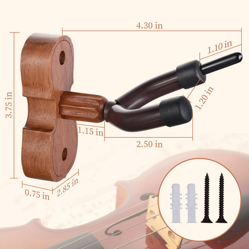 Violin Wall Mount Violin Hanger Hardwood Hangers Mahogany Violin holder with Violin Bow Hook