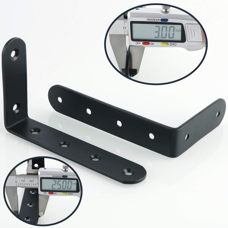 Alise Floating Shelf Bracket Widened and Thickened Stainless Steel Brackets Heavy Duty Corner Brace Support Wall Hanging 5x3Inch,4Pcs Black Finish 5x3 Inch