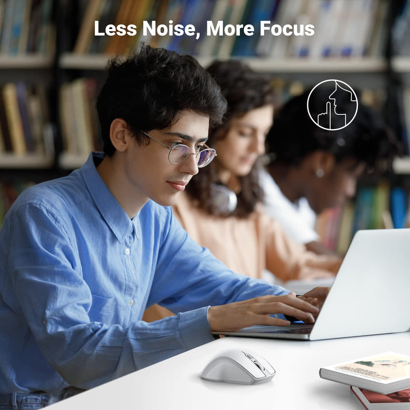 [AUSTRALIA] - UGREEN Wireless Mouse, Ergonomic Bluetooth 5.0 Mouse for Laptop, 2.4G Cordless Mouse with USB Receiver, 1000/1600/2000/4000 DPI, 5 Buttons Silent Mice for MacBook, PC, Desktop, Chromebook, White 