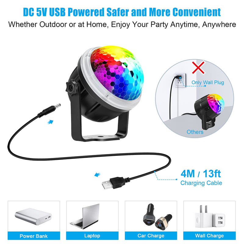 Disco Lights, 11 RGBY Colors Music Activated Disco Ball Lights with Star Pattern, 360° Rotatable USB Party Light with Remote Control for Kids Birthday Xmas PartyWedding Dance Karaoke Decor 11 colors
