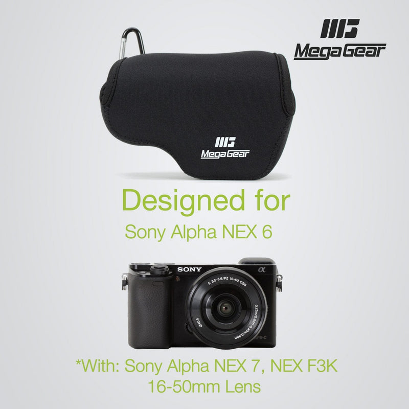 MegaGear ''Ultra Light'' Neoprene Camera Case Bag for Sony NEX-6, Sony NEX-7, Sony NEX-F3 with 16-50mm Lens (Black) Black