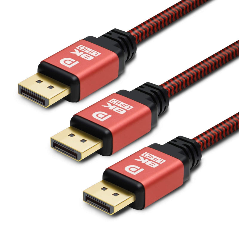 8K DisplayPort Cable 3.3ft 3 Pack, Yauhody 32.4Gbps DP 1.4 Cord Nylon Braided 8K@60Hz, 7680x4320, 4K@240Hz 144Hz, 2K@240Hz 165Hz, High Speed Gaming DP to DP Cable, VESA Certified HBR3 HDR10 HDCP 2.2 3.3 Feet Red
