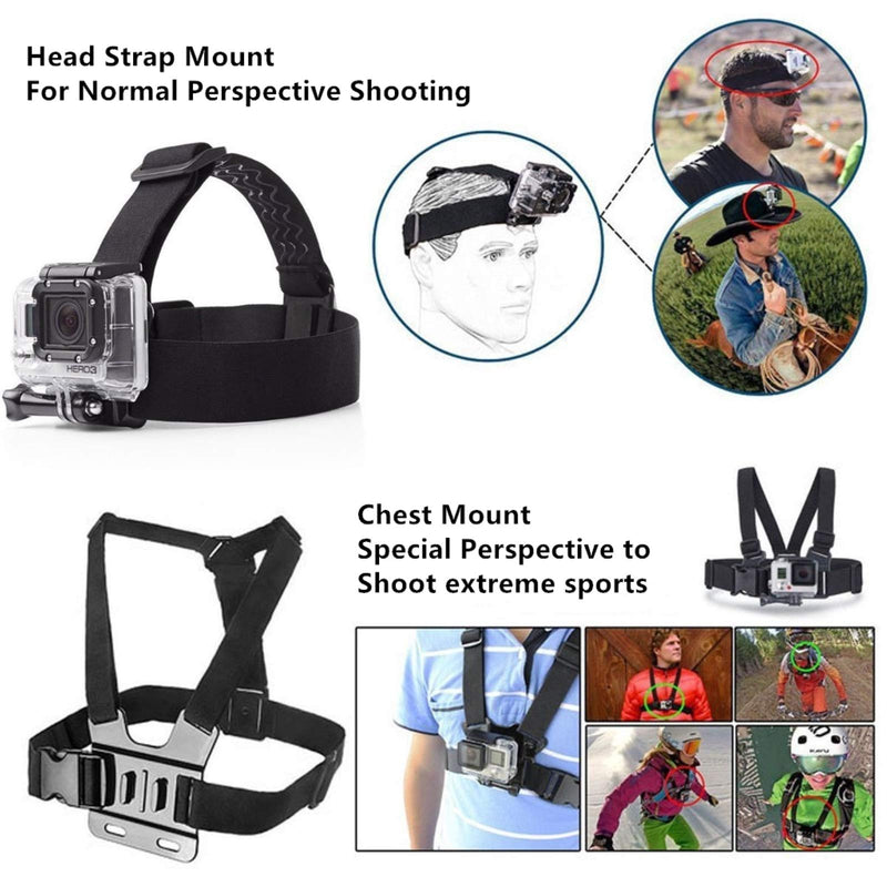 Dream Bull Chest Mount Harness Chesty Vest Head Mount Strap for Action Camera Compatible with GoPro Hero 10,9,8,Max,Go Pro Hero 7,6, 5,4, Session,3+,3,Hero (2018),Fusion,DJI Osmo,AKASO