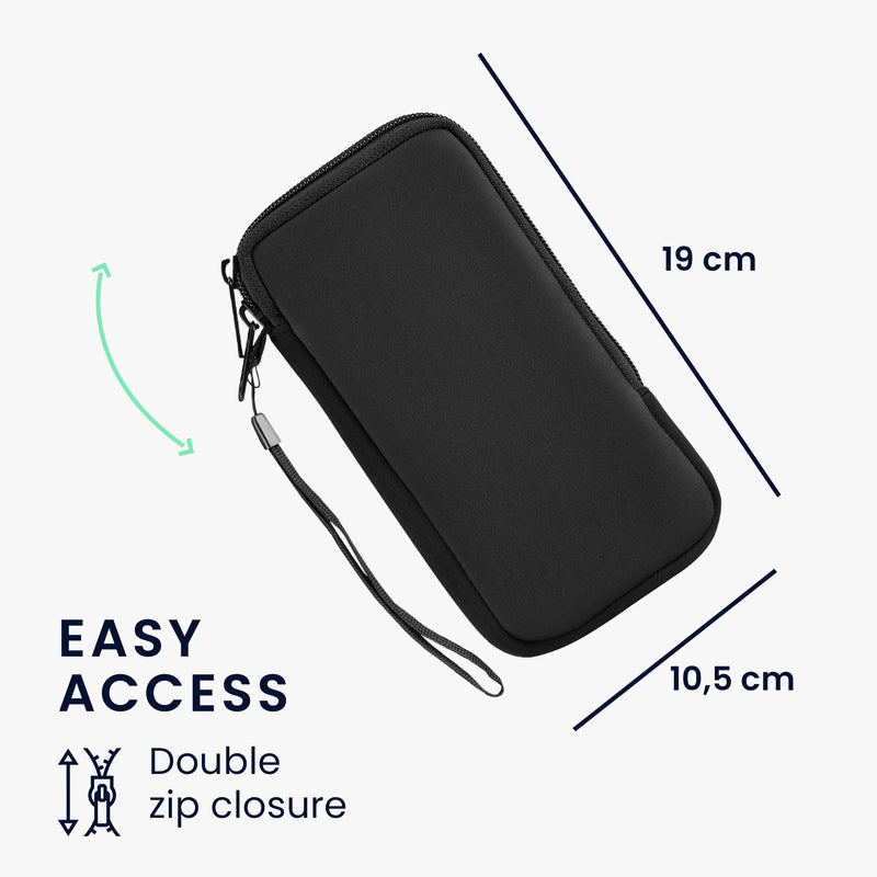 kwmobile Neoprene Phone Pouch Size XL - 6.7/6.8" - Universal Cell Sleeve Mobile Bag with Zipper, Wrist Strap - Black XL - 6,7/6,8"