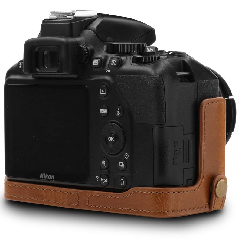 [AUSTRALIA] - Megagear MG1537 Nikon D3500 Ever Ready Leather Camera Case and Strap - Light Brown Compact 