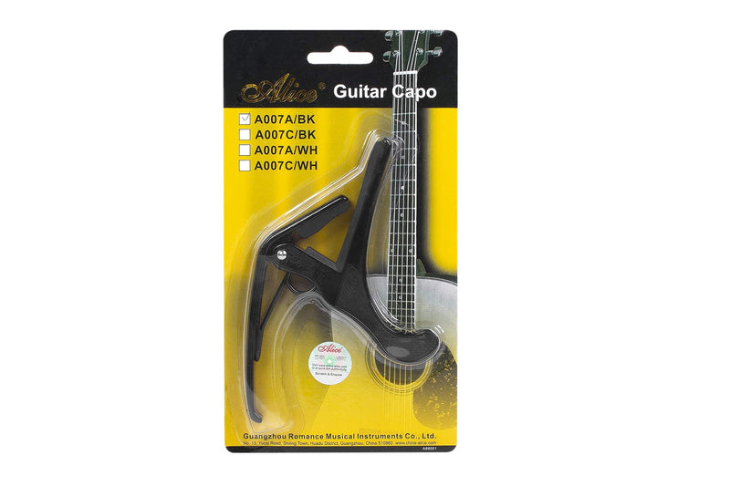 Alice Aluminum Alloy 4 String Acoustic Guitar Capo with Black Paint Pistol Shape Guitar Accessories
