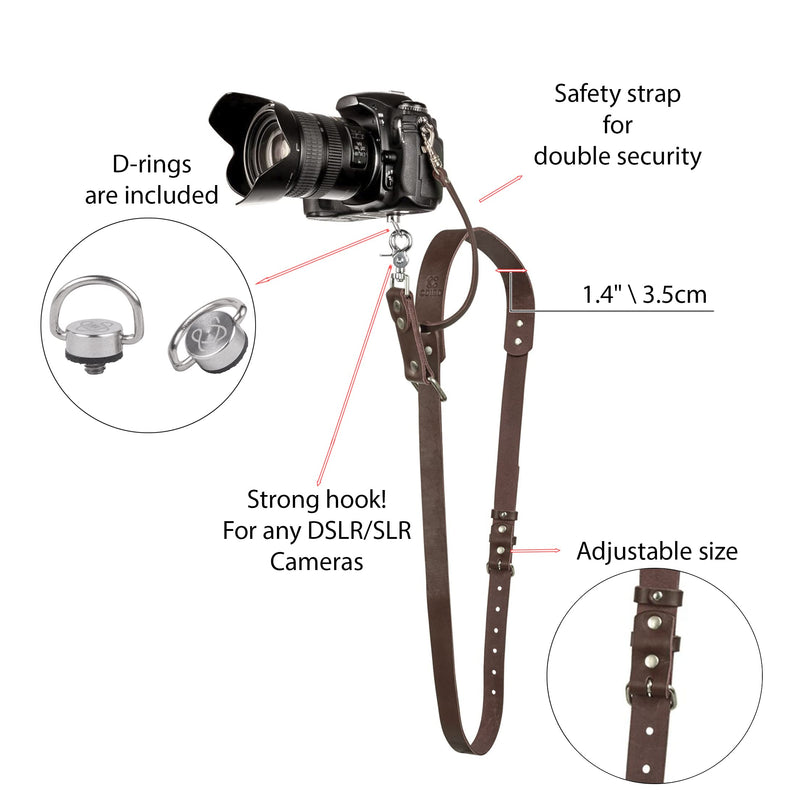 Camera Strap Accessories for One Camera Professional Single Leather Harness Shoulder Strap Quick Release Gear DSLR/SLR Strap Brown