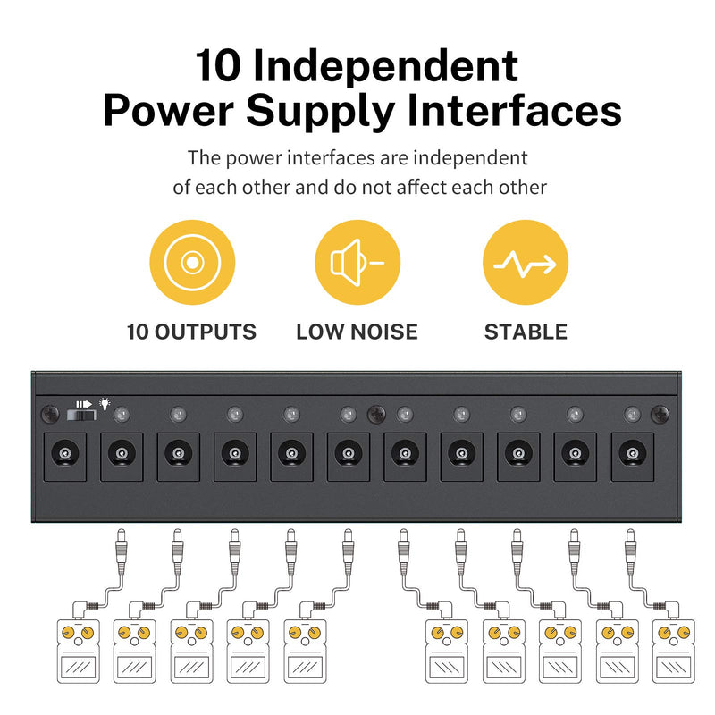 Donner Dp-1 Guitar Power Supply 10 Isolated DC Output for 9V/12V/18V Effect Pedal