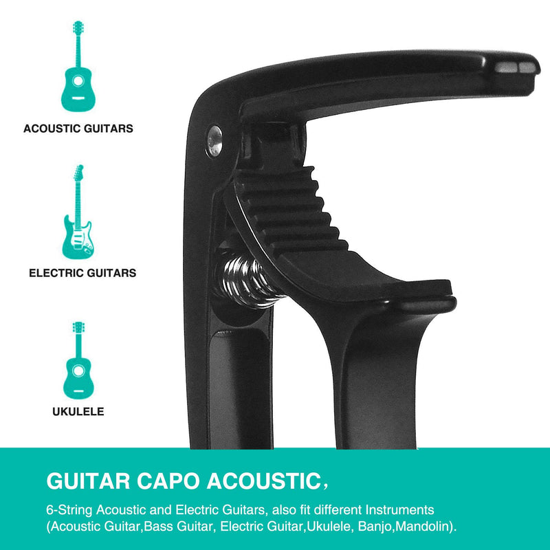 Tontomtp Guitar Capo for Acoustic Guitar,guitar capo for acoustic and electric guitar ukulele Capo(Black)