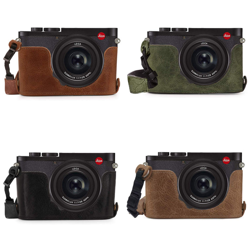 MegaGear Ever Ready Genuine Leather Camera Half Case Compatible with Leica Q2 Brown