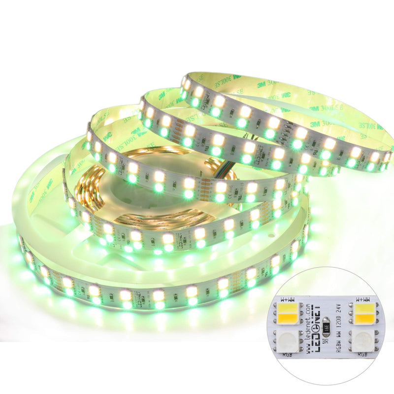 [AUSTRALIA] - LEDENET Double Row 24V RGBCCT Flexible LED Strip Lights 600LEDs/spool 5050 RGB CW WW Color Changing and Color Temperature Adjustable RGBW RGBWW LED Tape Lighting Non-Waterproof 16.4ft Long 