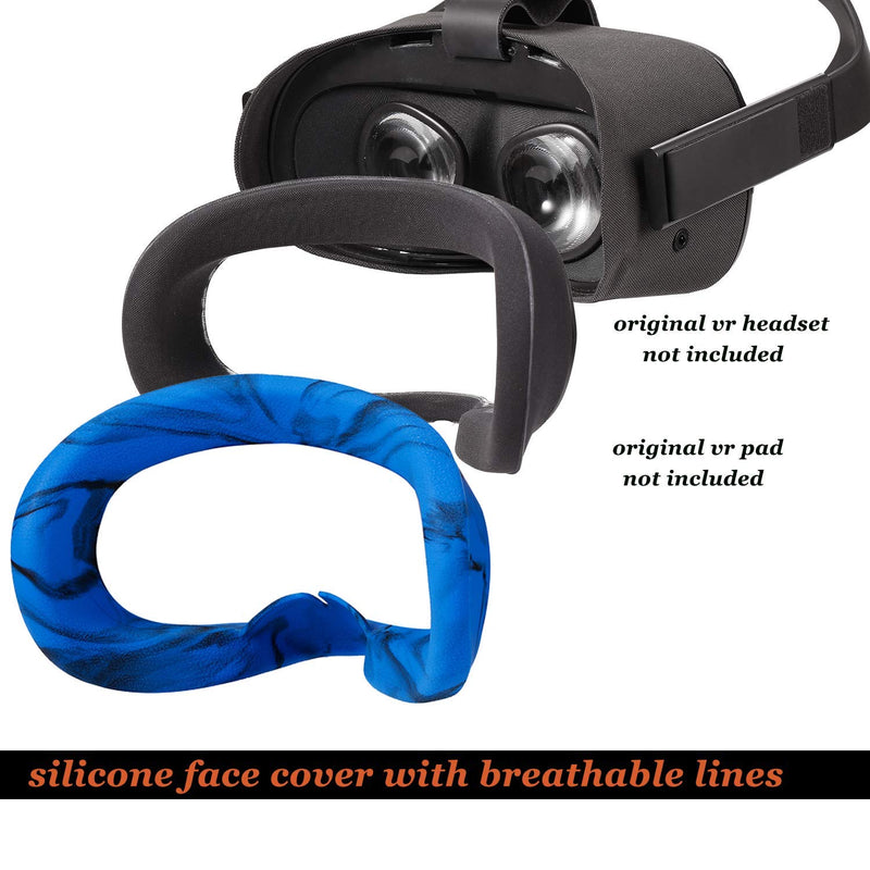 Devansi VR Eye Silicone Cover with Breathable Lines for Oculus Quest Sweatproof Lightproof Anti Light Leakage (bluecamoulage) bluecamoulage