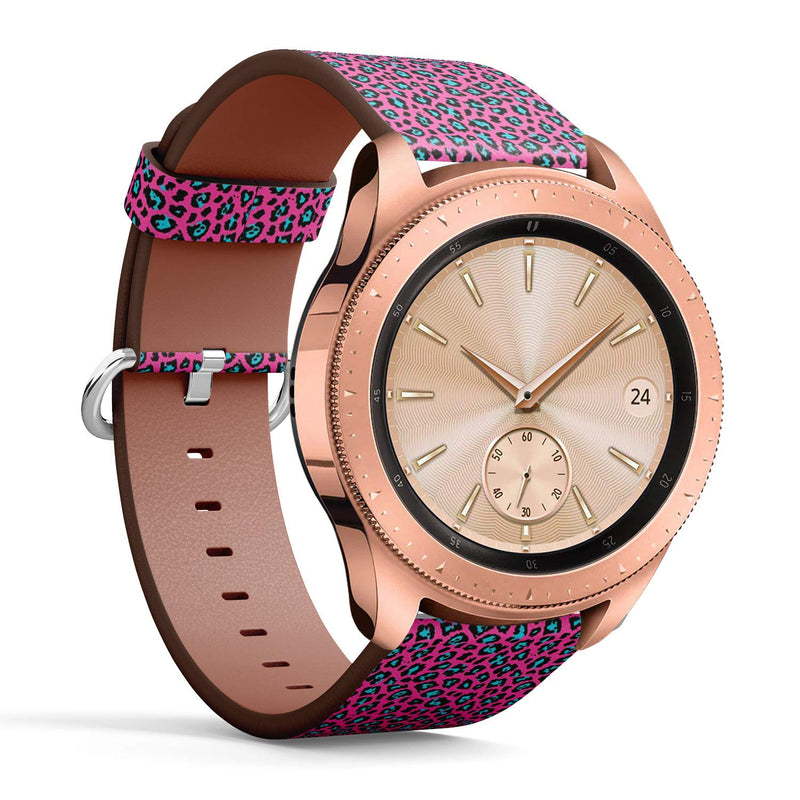 Compatible with Samsung Galaxy Watch (42mm) - Leather Watch Wrist Band Strap Bracelet with Quick-Release Pins (Leopard Cheetah)