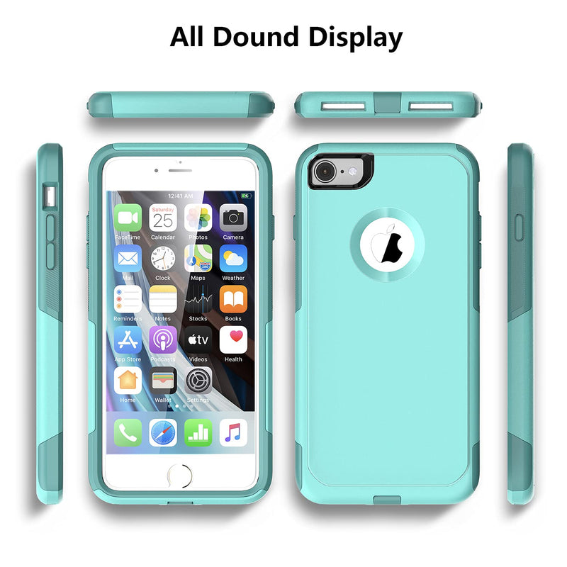 Laiture Designed for iPhone 7 Case/iPhone 8 Case Phone Case with Screen Protector – Double-Layer Tough Rugged Shockproof Protective case (Aqua Mint) Aqua Mint