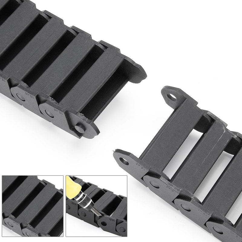 uxcell R28 15mm x 40mm (InnerH*InnerW) Black Plastic Wire Carrier Cable Drag Chain 1M Length for CNC