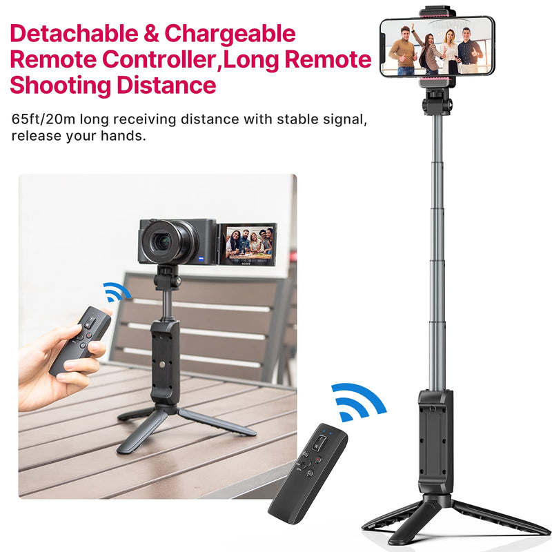 MT-40 Remote Shooting Grip Extendable Vlogging Grip Handle Tripod Camera Selfie Video Recording Accessorries for Sony ZV-1, ZV-E10, A7C, A7R IV, RX100 VII, RX100M7, A7 III, A7R III, A7R IV, A9 MT-40