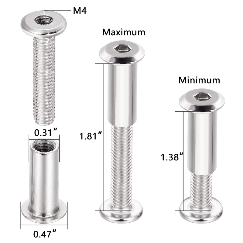 PGMJ 40 Sets M6 Binding Post Screws Rivet Socket Cap Connecting M6 Bolts Cap Nuts Assortment Kit for Baby Bed Furniture,Leather Saddles Purses Belt Repair,Scrapbook Photo Albums Binding (M6x30mm-D) M6x30mm-D