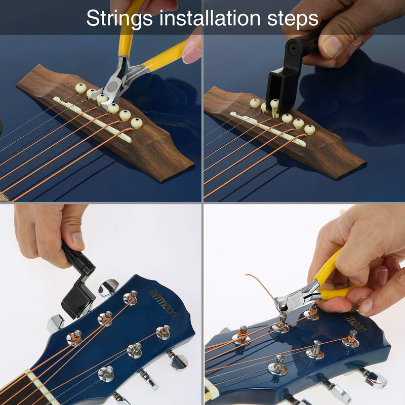 ammoon Guitar Repairing Tool Kit Includes String Organizer & String Action Ruler & Gauge Measuring Tool & Hex Wrench Set & Files for Guitar Ukulele Bass Mandolin Banjo