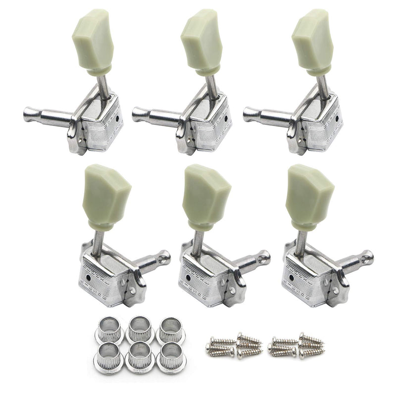 3R 3L Green Tulip Button Machine Heads Tuning Pegs Tunner for Lp Classical Guitar Chrome