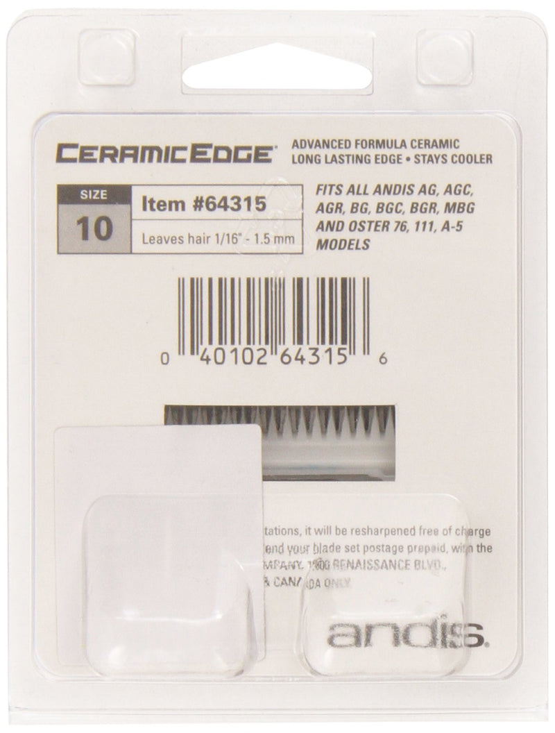 Andis CeramicEdge Carbon-Infused Steel Detachable Pet Clipper Blade 10: 1/16" (1.5 mm)