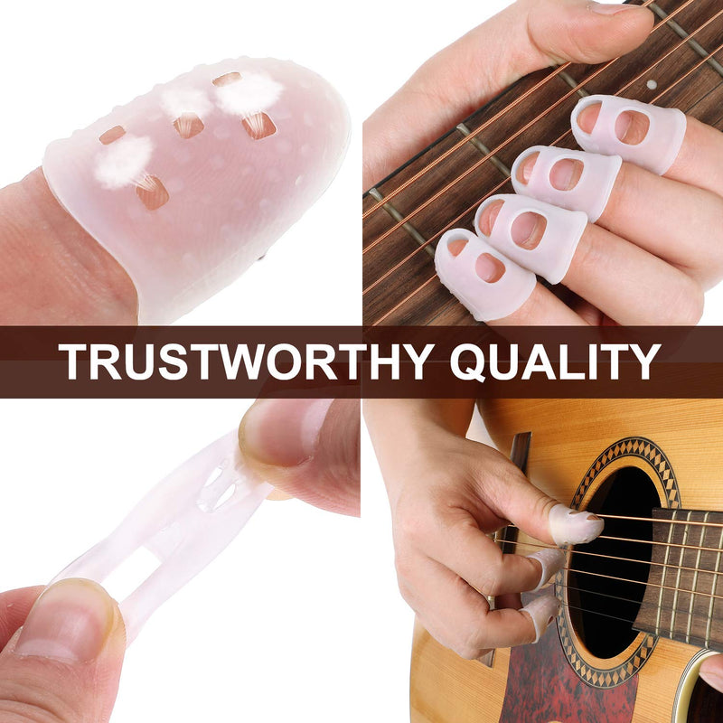 40 Pieces Guitar Fingertip Protectors Guards in 5 Sizes 10 Pieces Guitar Picks 0.5 mm with 1 Guitar Pick Holder, Guitar Finger Guard for Stringed Instruments Guitar Bass Ukulele Bass Sewing Sports