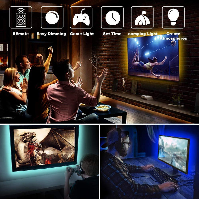 [AUSTRALIA] - LED Strip Lights for TV, 2 Meters Multi-Color RGB, USB Power Supply, with RF Remote Control, Home, Kitchen, 40-60 inch TV Backlight bar, PC, car TV Offset Lighting 